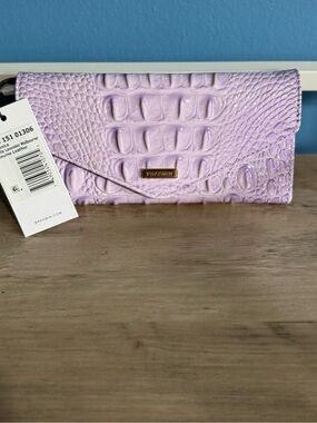 Brahmin Veronica Gentle Lavender Croc Embossed Leather Envelope Wallet